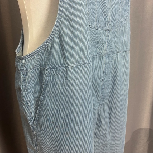 Aerie Blue White Striped Denim Overalls XL - Picture 7 of 8